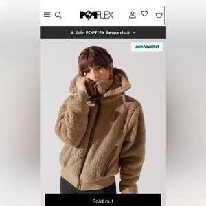 POPFLEX Kinsley Bomber Jacket in Faux Sherpa, Teddy Bear Brown, Size 1X